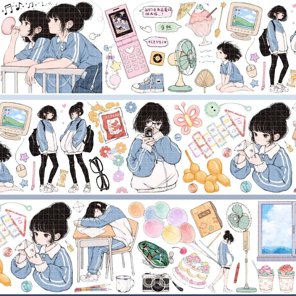 Once Upon a Campus PET Tape Once Upon a Campus Tape – School Life Decorative Tape with Students & Campus Elements for Journaling, Scrapbooking & DIY Crafts