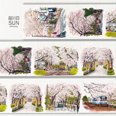 Pink Floral Fragrance PET Tape The Color of Cherry Blossoms PET Tape | Japanese Spring Scenery