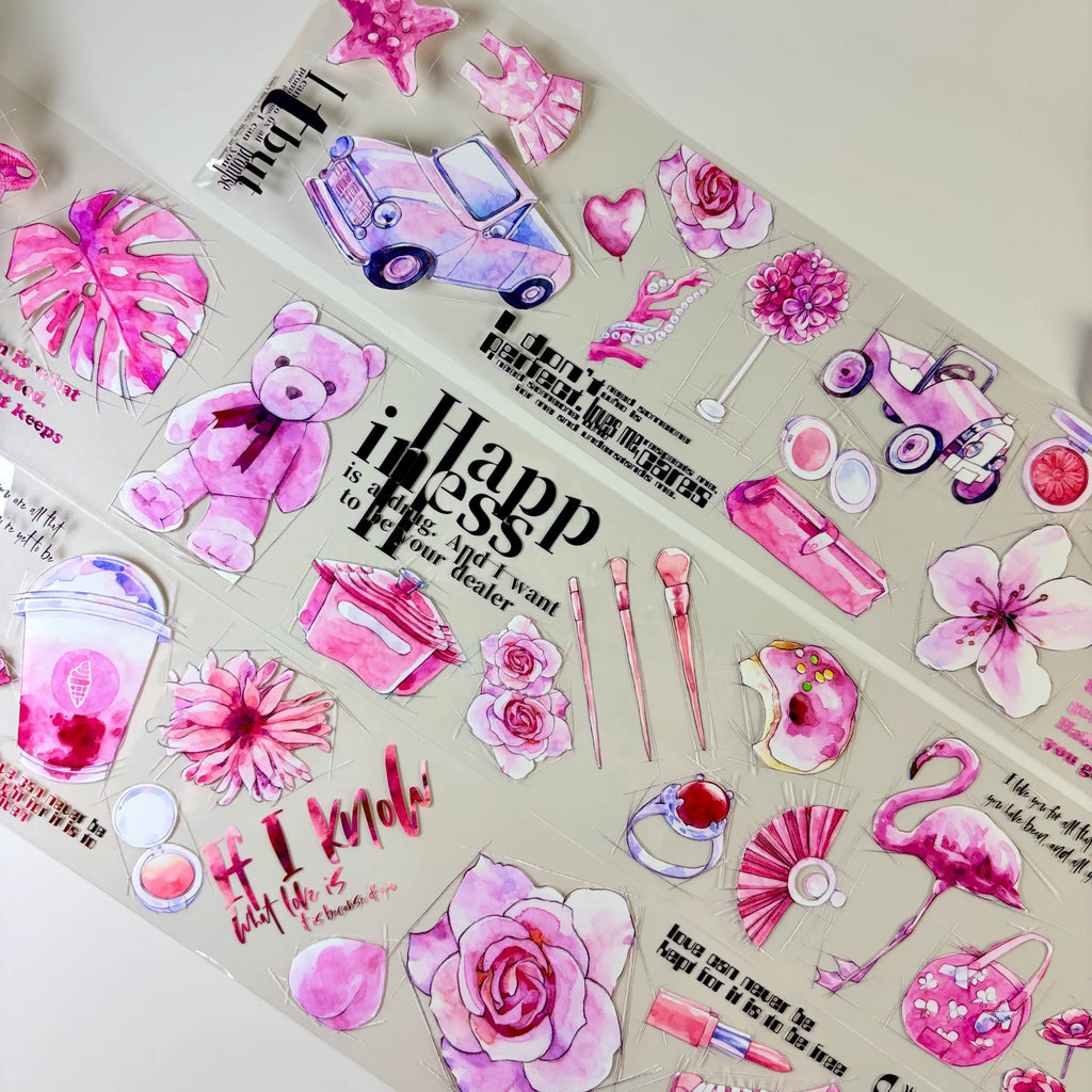 Pink Diary PET Tape Pink Diary PET Tape – Dreamy Flamingo & Pastel Art for Journals