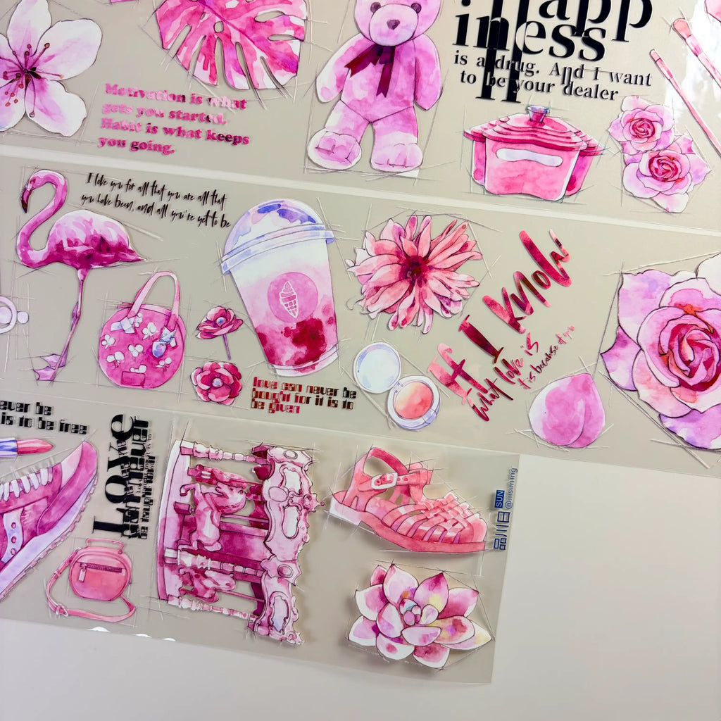 Pink Diary PET Tape Pink Diary PET Tape – Dreamy Flamingo & Pastel Art for Journals