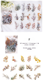 Set of floral stickers with various designs on a white background