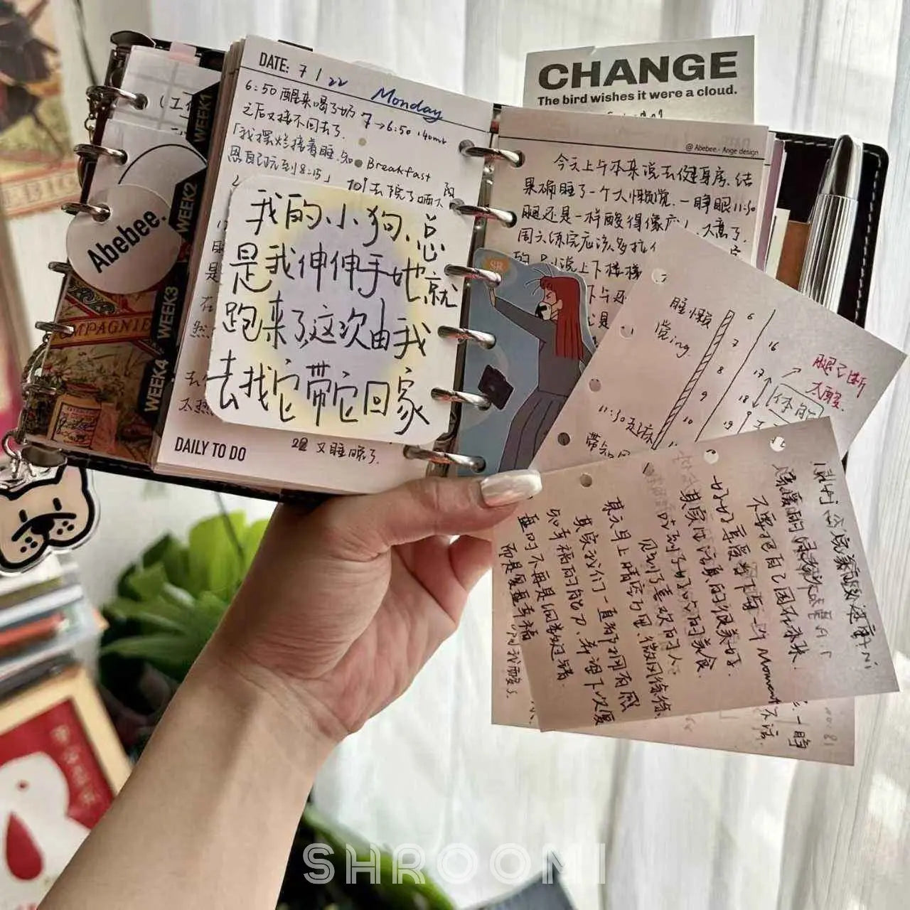 Premium A7 Leather Ring Binder Journal - Refillable Planner - Shroomi