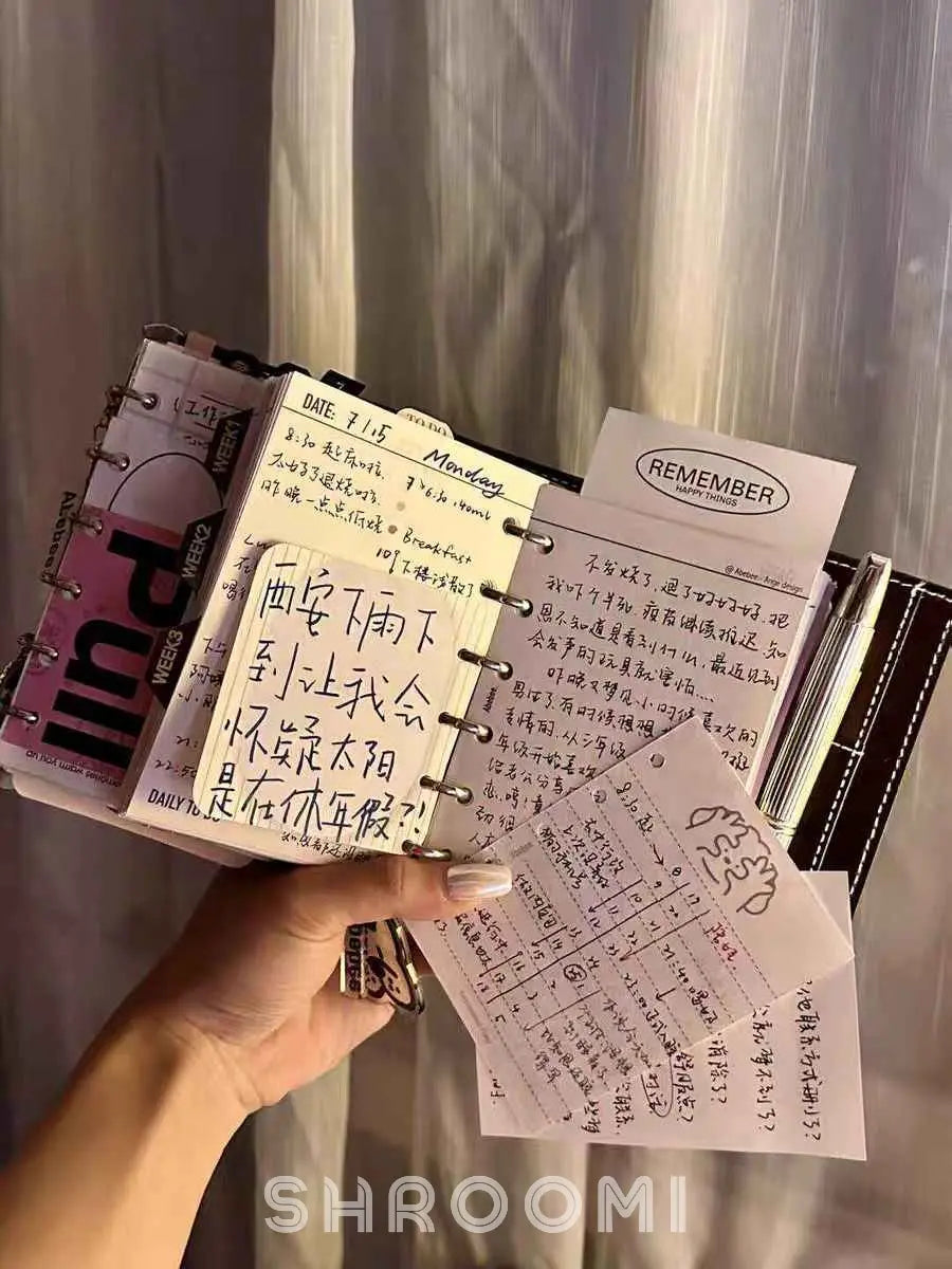 Premium A7 Leather Ring Binder Journal - Refillable Planner - Shroomi