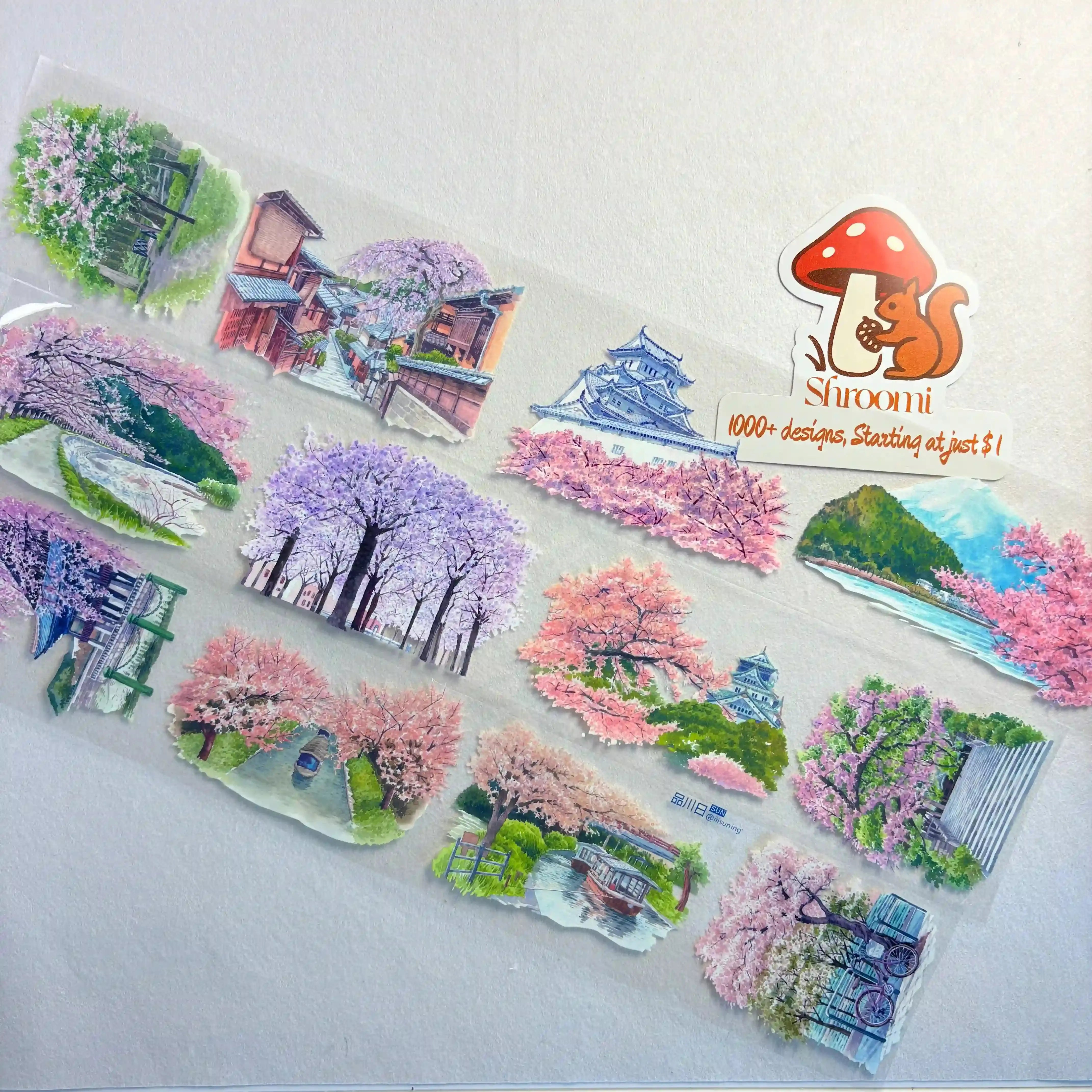 Sakura Street View PET Tape Sakura Street View PET Tape | Japanese Cherry Blossom Scenery