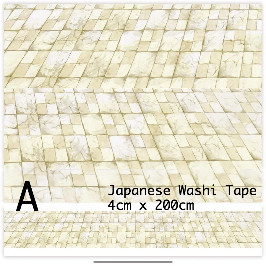 Japanese Washi Tape with a pattern of small beige tiles on a white background
