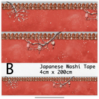 Japanese Washi Tape with decorative design on a red background