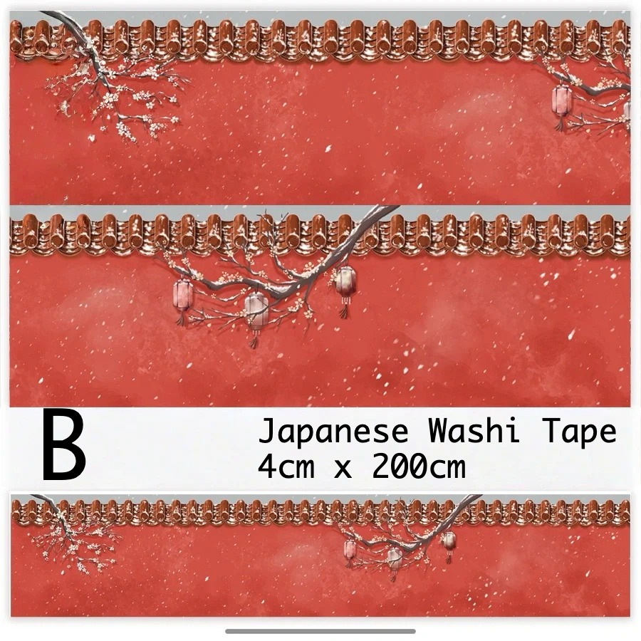 Japanese Washi Tape with decorative design on a red background