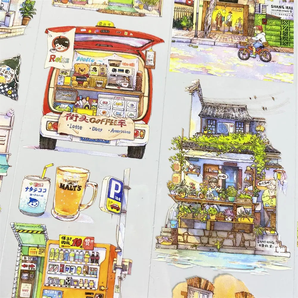 Shanghai Street Shop PET Tape Shanghai Street Shop PET Tape | Urban Scenery for Journaling