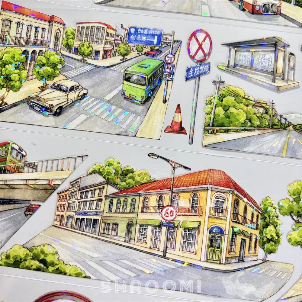 Shanghai Street View PET Tape Shanghai Street View Shell Gloss PET Tape | Retro City Scenery