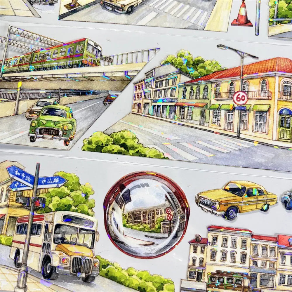 Shanghai Street View PET Tape Shanghai Street View Shell Gloss PET Tape | Retro City Scenery