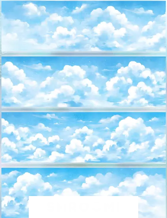 Repeating pattern of a blue sky with white clouds with PET Tape