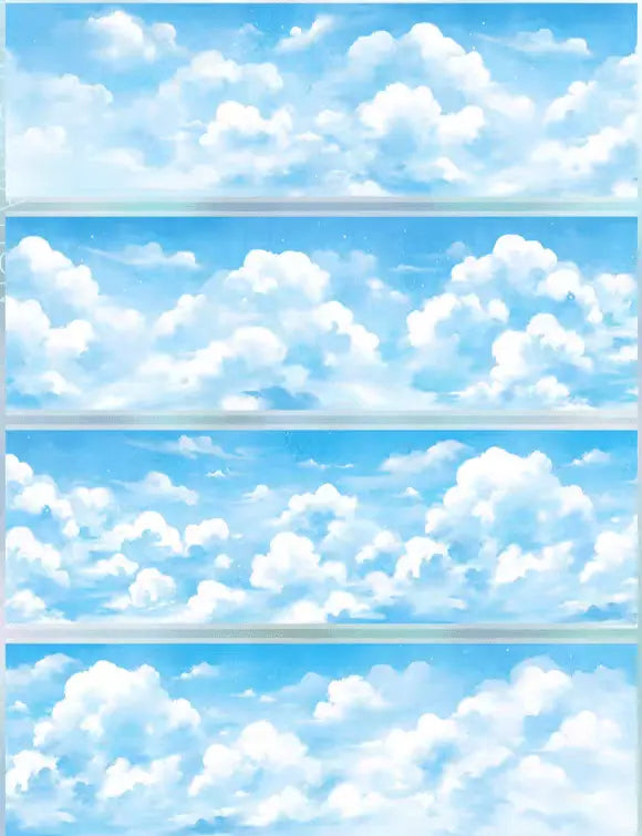Repeating pattern of a blue sky with white clouds with Washi Tape