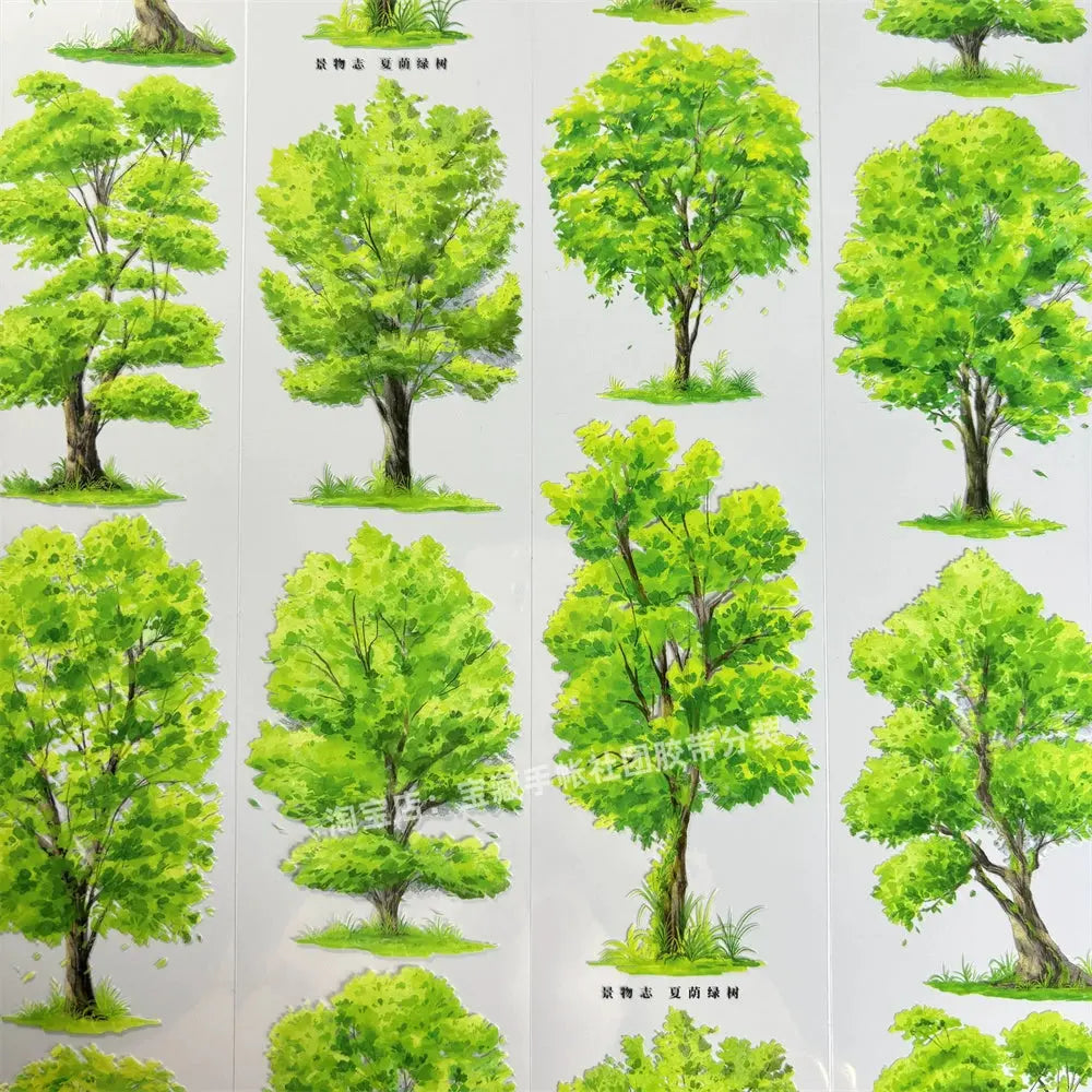 Summer Green Trees PET Tape Summer Green Trees Washi Tape – Decorative Tree Tape for Journaling, Scrapbooking & DIY