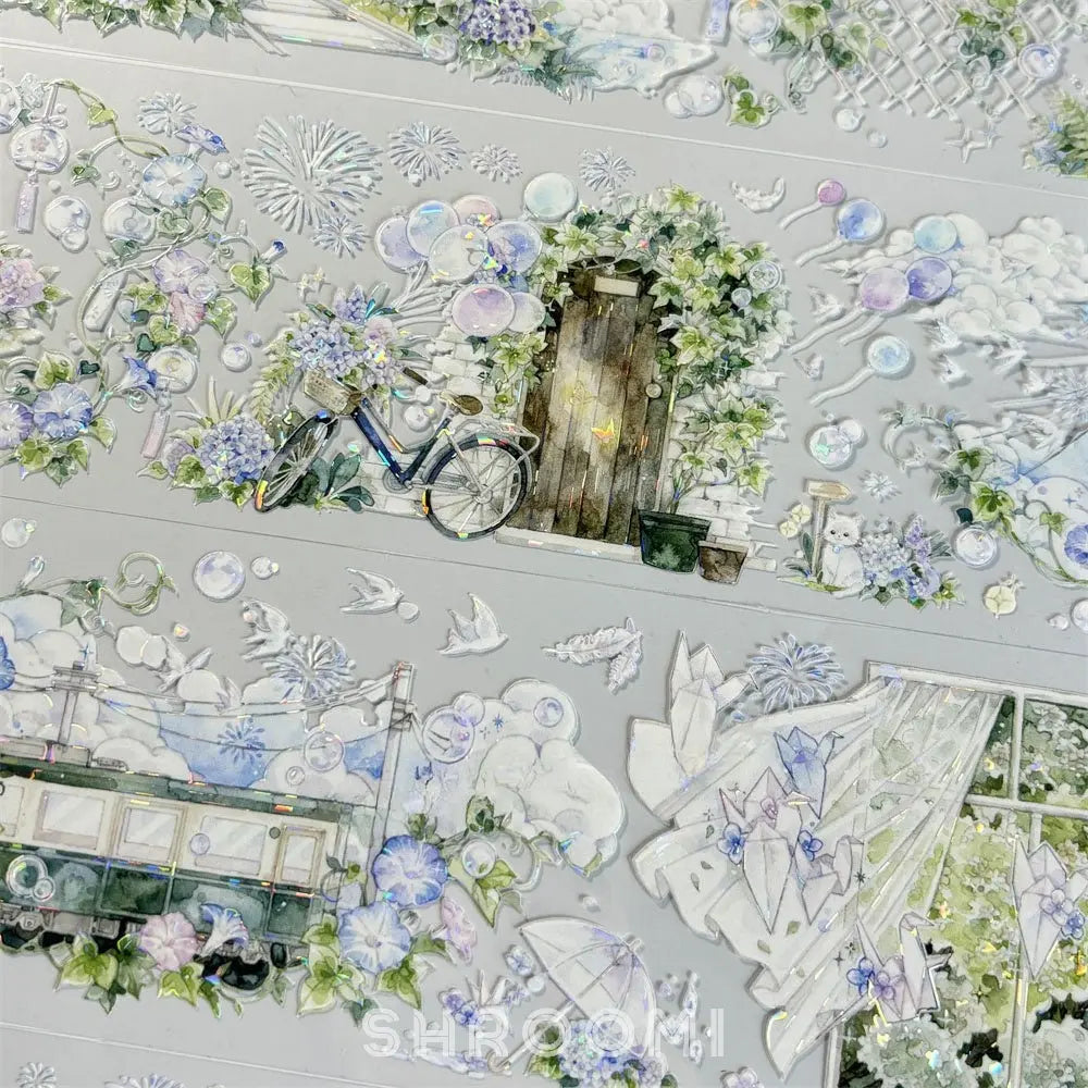 Summer Memory Garden PET Tape Summer Memory Garden Shell Gloss Tape | Japanese Scenery Sticker