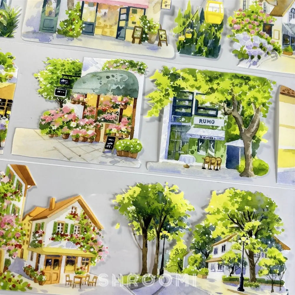 Summer Town Street View PET Tape Summer Town Street View PET Tape | European Scenery Sticker