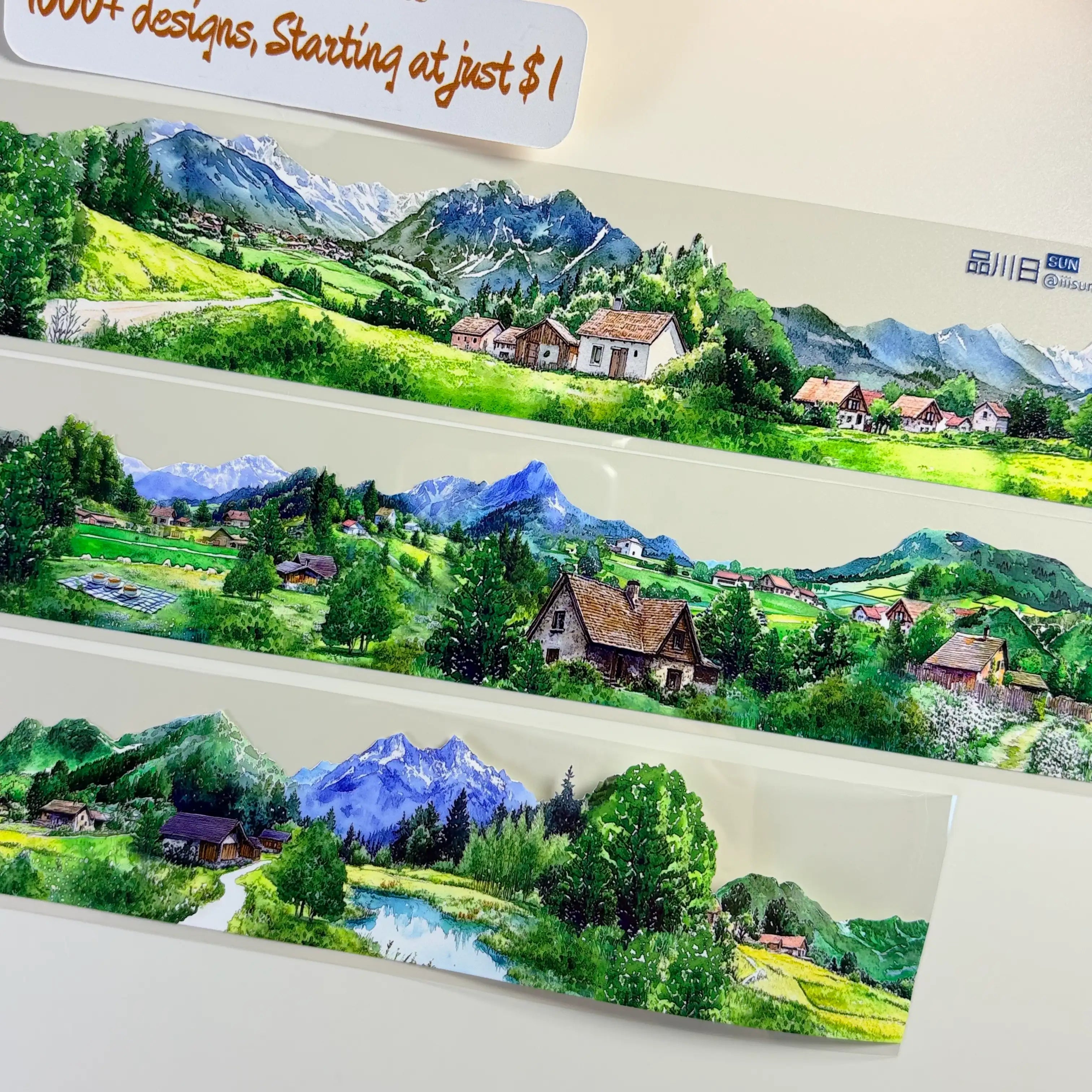 The Journey PET Tape Journey PET Tape – Pastoral Landscape Watercolor for Journaling