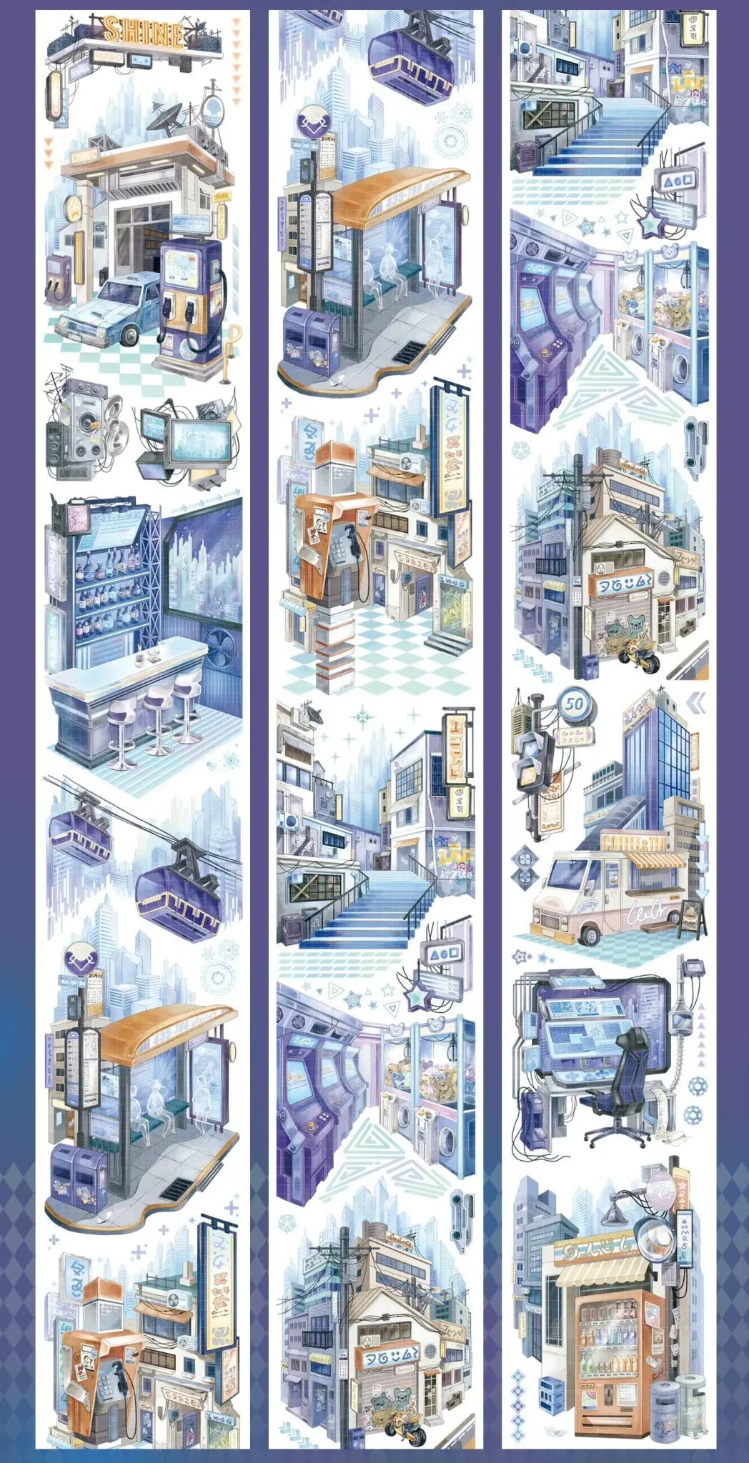 Time Space City PET Tape Time Space City PET Tape | Futuristic & Anime Style Scenery