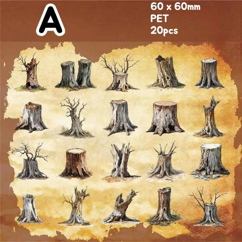 Tree Stump PET Stickers - 6 Styles Tree Stump PET Stickers (6 Styles) | Woodland Scenery Elements