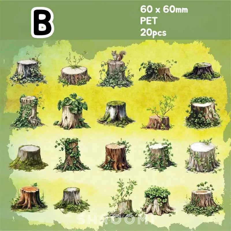 Tree Stump PET Stickers - 6 Styles Tree Stump PET Stickers (6 Styles) | Woodland Scenery Elements