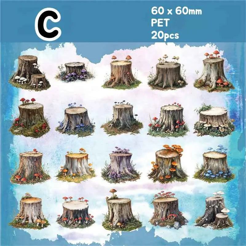 Tree Stump PET Stickers - 6 Styles Tree Stump PET Stickers (6 Styles) | Woodland Scenery Elements