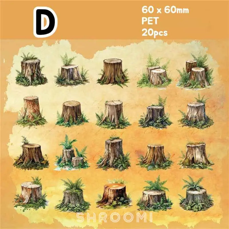 Tree Stump PET Stickers - 6 Styles Tree Stump PET Stickers (6 Styles) | Woodland Scenery Elements