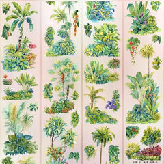 Tropical Plants PET Tape Tropical Plants Washi Tape – Botanical Decorative Tape with Exotic Greenery