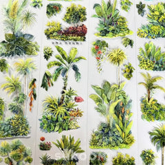Tropical Plants PET Tape Tropical Plants Washi Tape – Botanical Decorative Tape with Exotic Greenery
