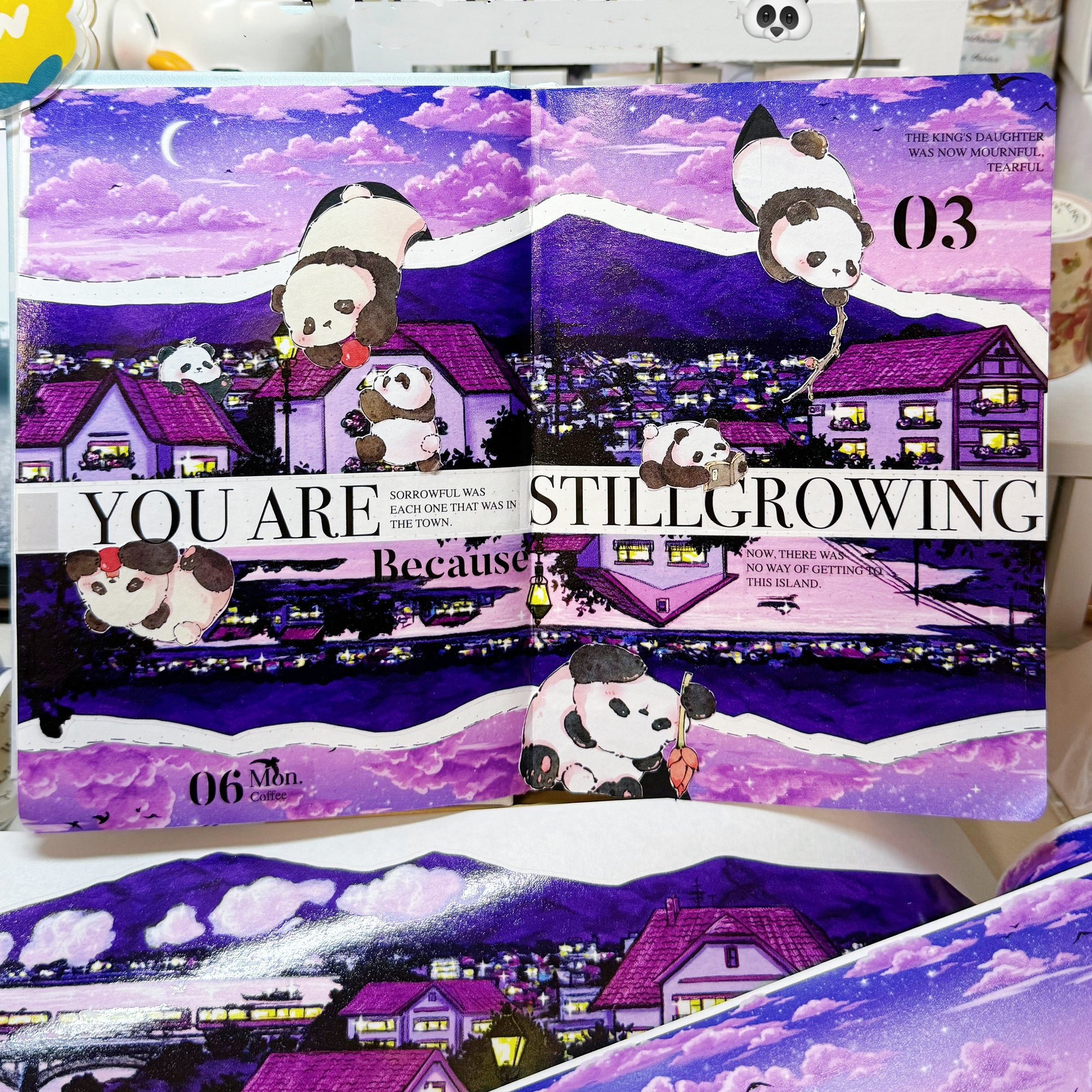 Purple night sky panda washi tape journaling at Shroomi