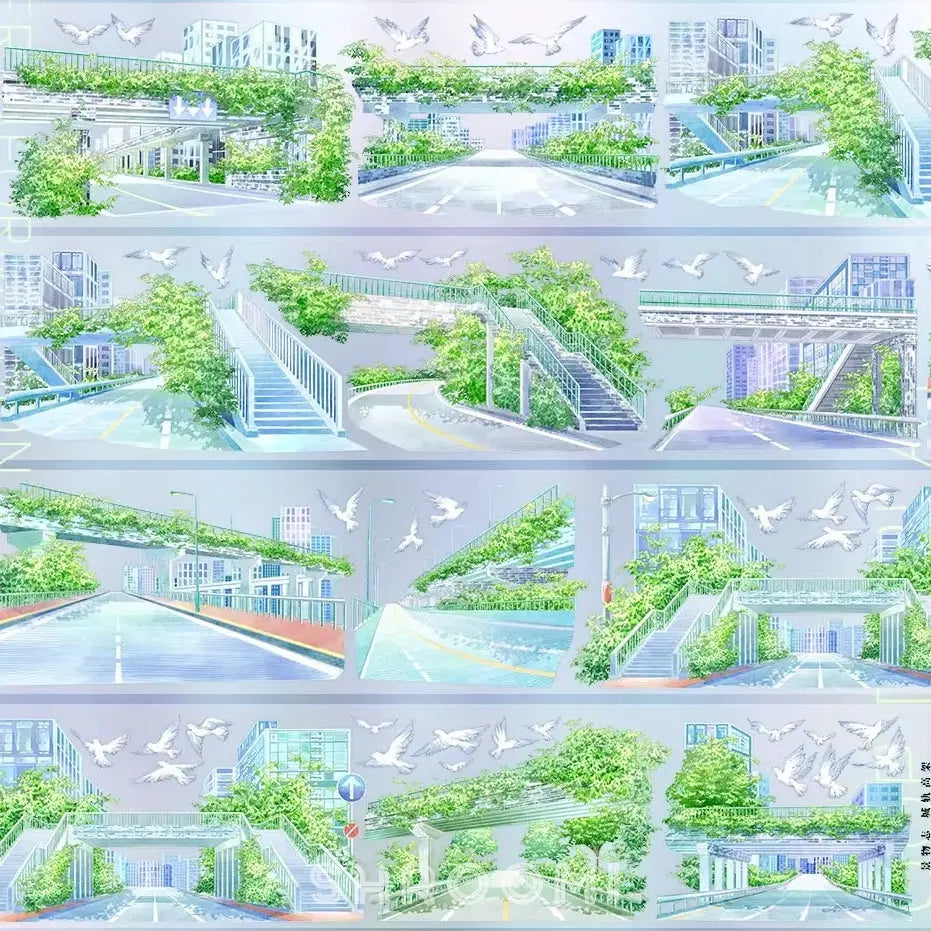 Urban Railway Overpass PET Tape Urban Railway Overpass PET Tape – City Rail Decorative Tape for Journaling & Scrapbooking