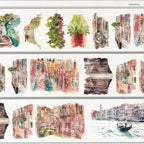 Delicate Venice Secret PET Tape featuring romantic Venetian canals and colorful European architecture for creative journaling.
