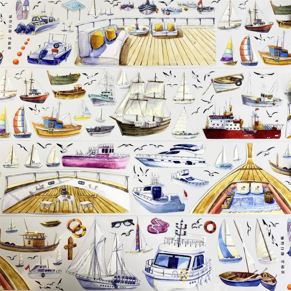 Voyage at Sea PET Tape Voyage at Sea Washi Tape – Boat, Cruise & Yacht Decorative Tape for Journaling & DIY Crafts