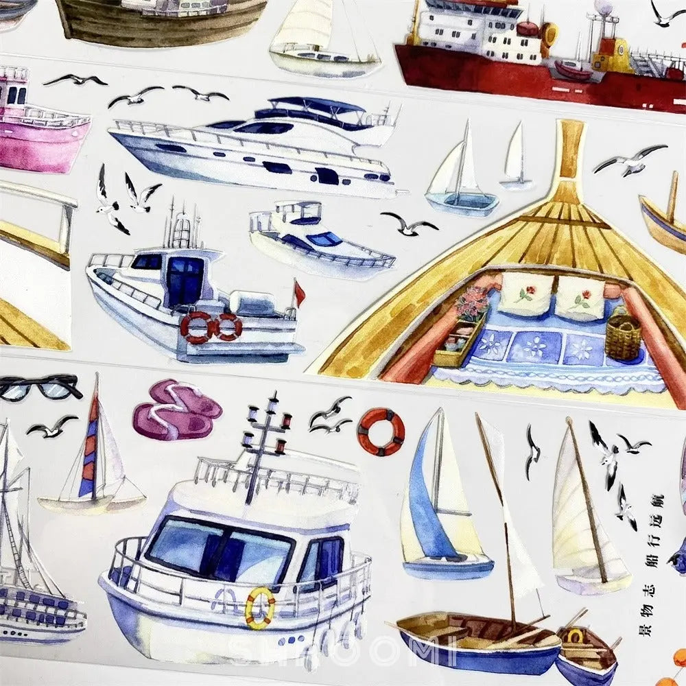 Voyage at Sea PET Tape Voyage at Sea Washi Tape – Boat, Cruise & Yacht Decorative Tape for Journaling & DIY Crafts