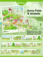 Delicate PET washi tape from the XINTIAN Scenery Series, showcasing a watercolor seaside town with serene blues and greens.