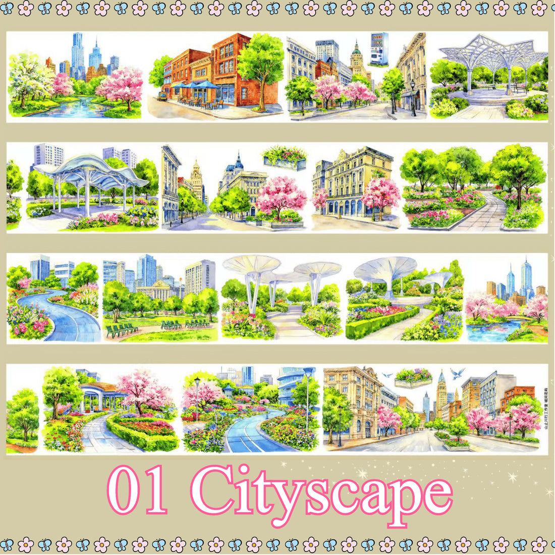 Cityscape scenery PET tape design