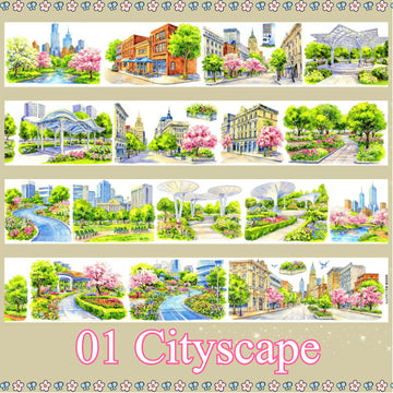 Cityscape scenery PET tape design