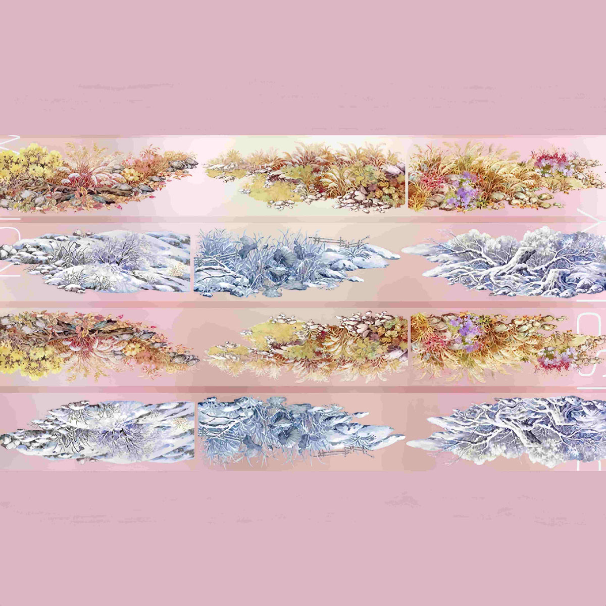 Design from the 10-piece Autumn Campus & Meadow Collection decorative tape, featuring an autumn nature motif