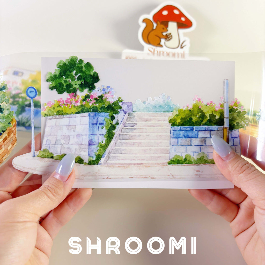 Stairway Garden PET Tape Charming Stairway Garden PET Tape | Decorative Greenery Steps Washi Tape | Aesthetic Urban Scenery Planner Tape