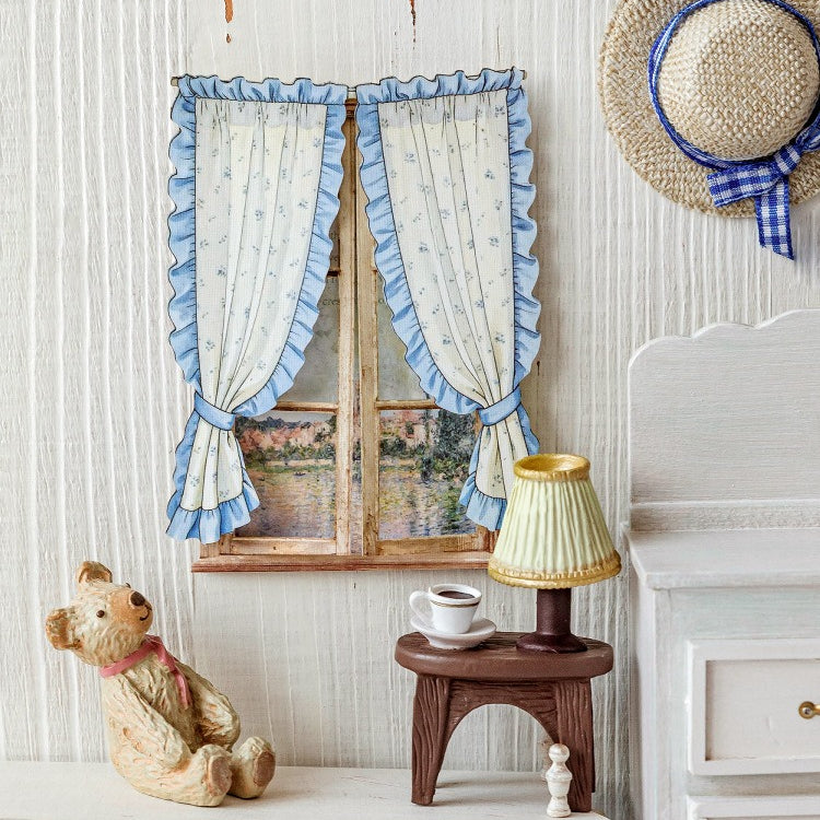 Vintage Curtain Cutout Stickers on White Kraft Paper