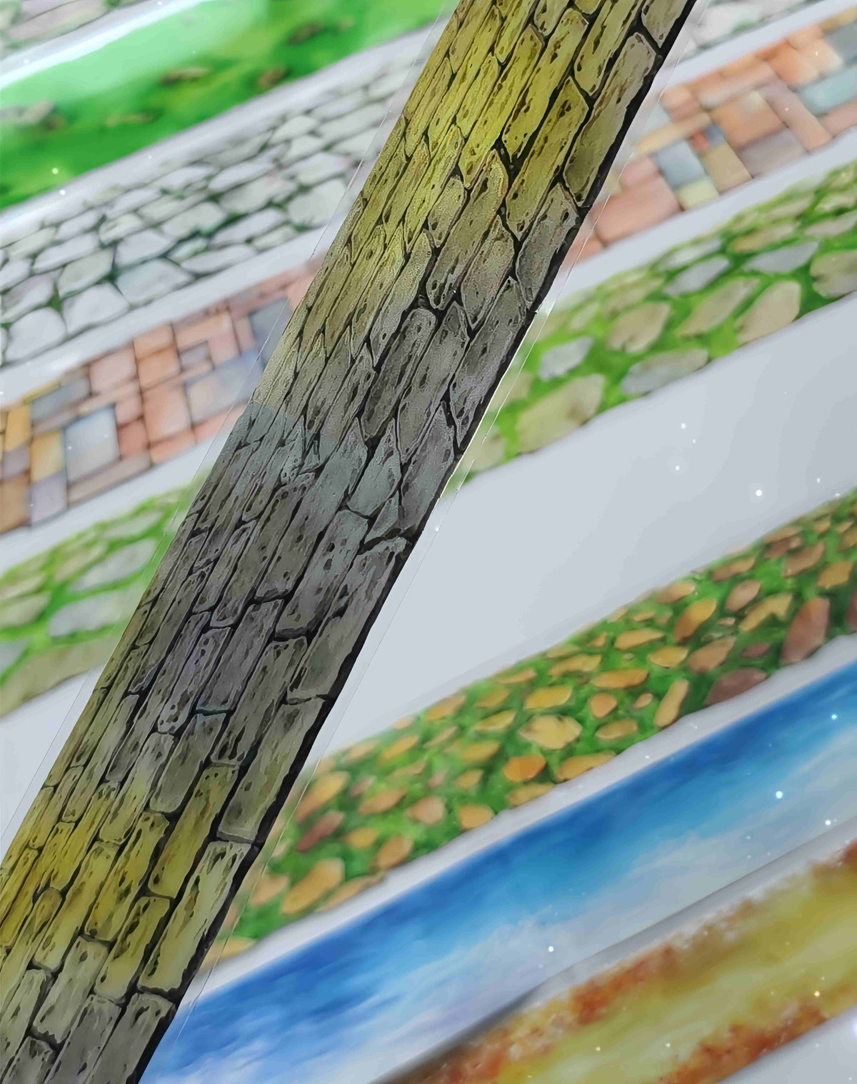 Ground Scenery PET Tape – stone and grass pavement design, one of nine styles in the Ground Scenery collection