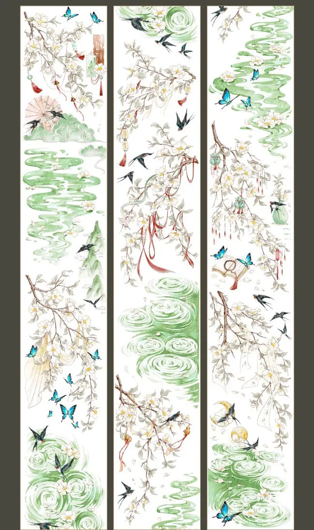 Flowing Blossoms PET Tape Flowing Blossoms Shell Gloss Tape | Chinese Art & Nature Tape