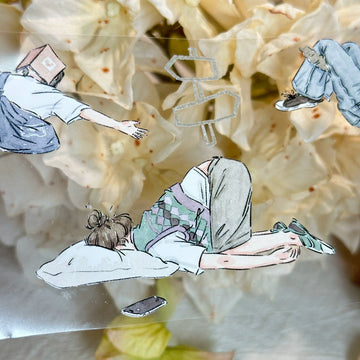 I Am Not Listening PET tape with relaxed lying-down character illustrations