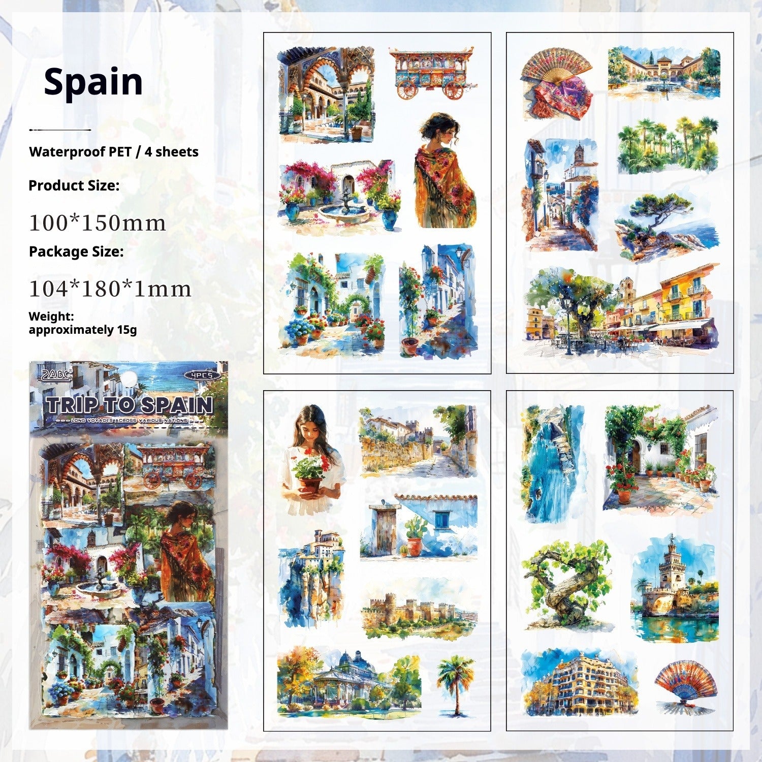 Trip to the World – Illustrated City Die-Cut Sticker Pack by Country