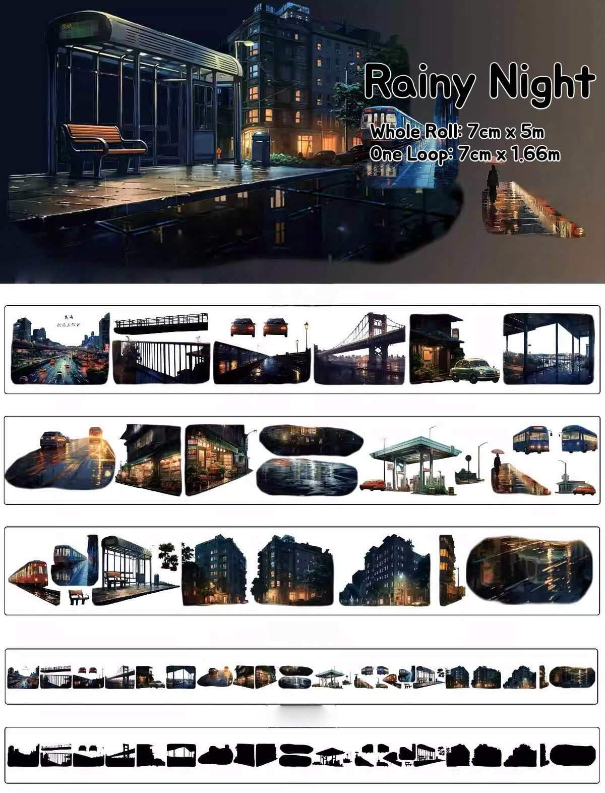 Rainy Night - Rainy Night Urban Scenery PET Tape