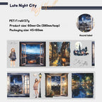 Enchanting Nightfall Series PET Tape showcasing serene moonlit gardens and glowing city streets in intricate detail.