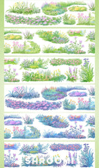 Little Blossom Field – Day & Night PET Tape Little Blossom Field Washi Tape – Day & Night Floral Scenery Tape for Journaling & Diorama Design