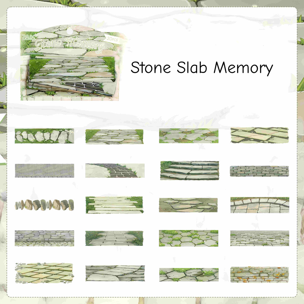 Long strip border sticker of a stone brick path