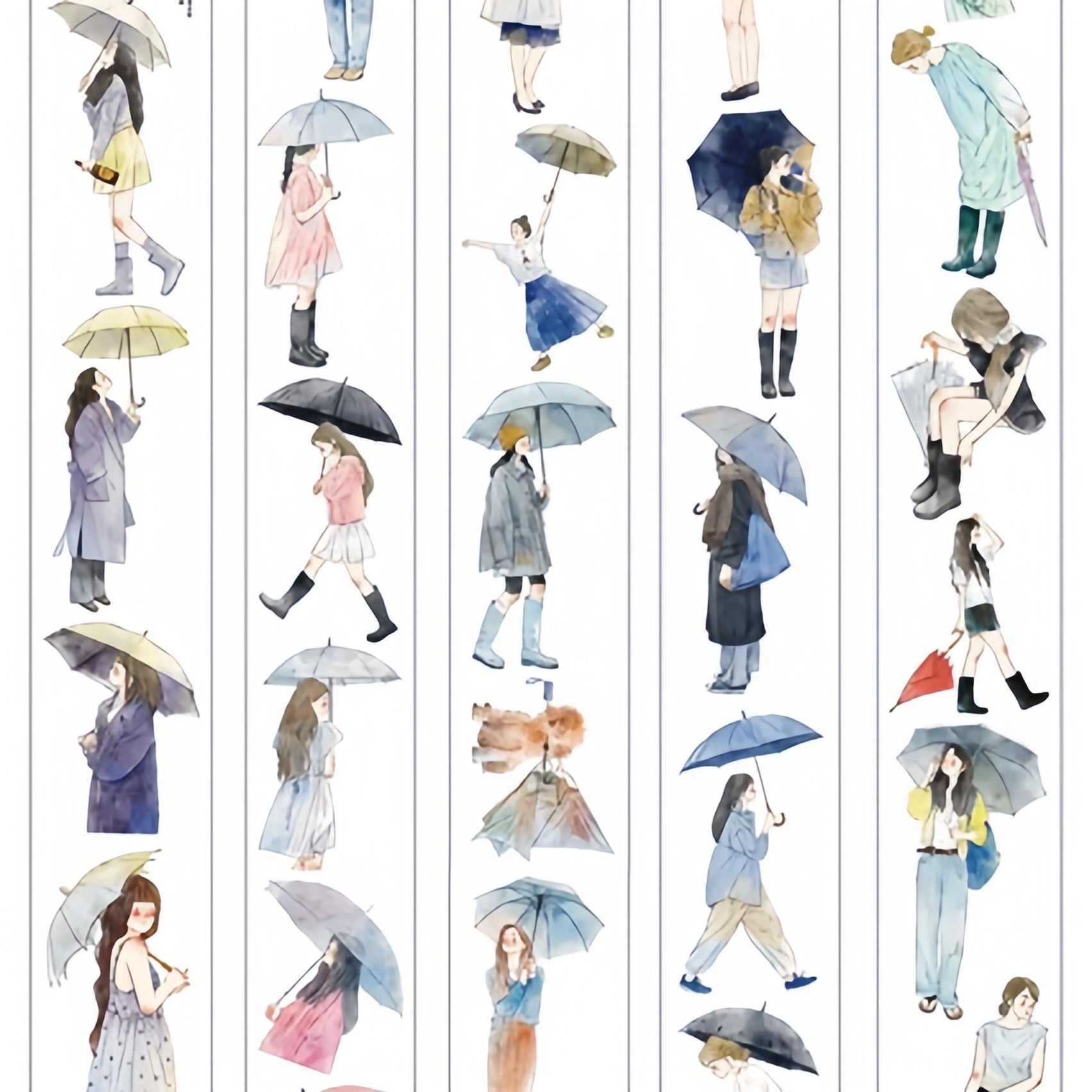雨の日の女の子 ダイカットPETテープ