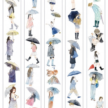 雨の日の女の子 ダイカットPETテープ