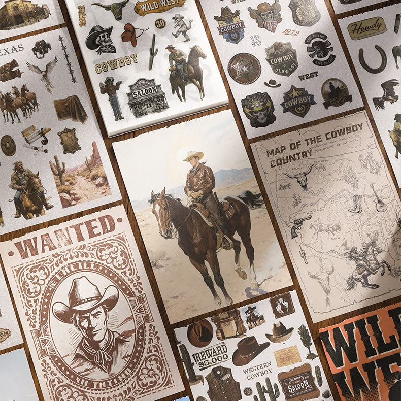 Slow Living vintage scrapbooking paper and sticker book with museum, cafe, weekly note, and cowboy collage themes - image 8