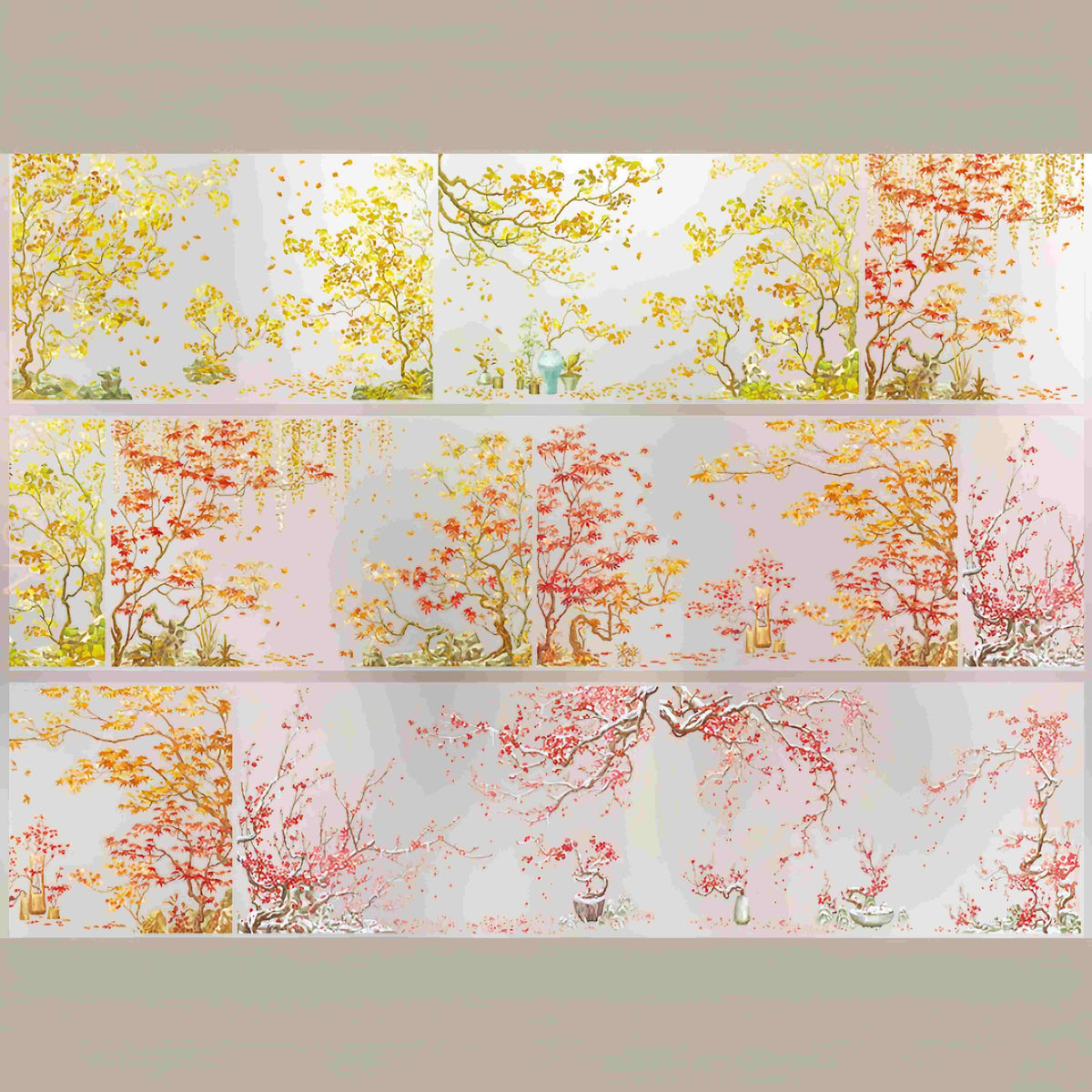 Design from the 10-piece Autumn Campus & Meadow Collection decorative tape, featuring an autumn nature motif